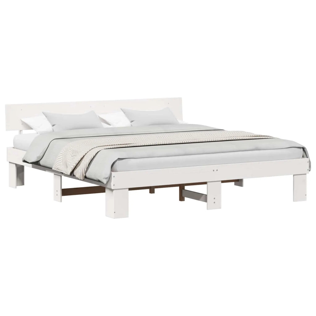 Struttura del letto Bianco 200 x 200 cm Pino massello