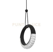 MILEY-S1 N Sospensione 1 luce con base a led 12W anello luminoso diffusore acrilico colore nero dimmerabile SDD 2800 - 5000K