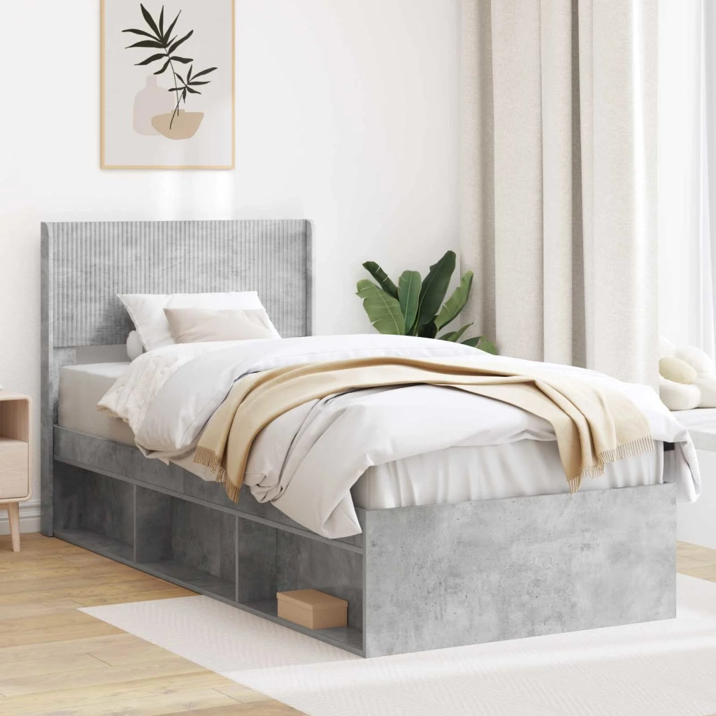 Struttura del letto con stoccaggio e testata Grigio Cemento 3414246