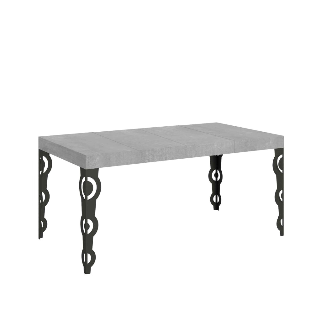 Tavolo Allungabile 120/380x90 cm Karamay Premium Cemento Gambe Antracite