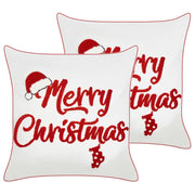 Set di 2 cuscini sparsi in tessuto di cotone rosso e bianco Motivo natalizio 45 x 45 cm Accessorio per la decorazione