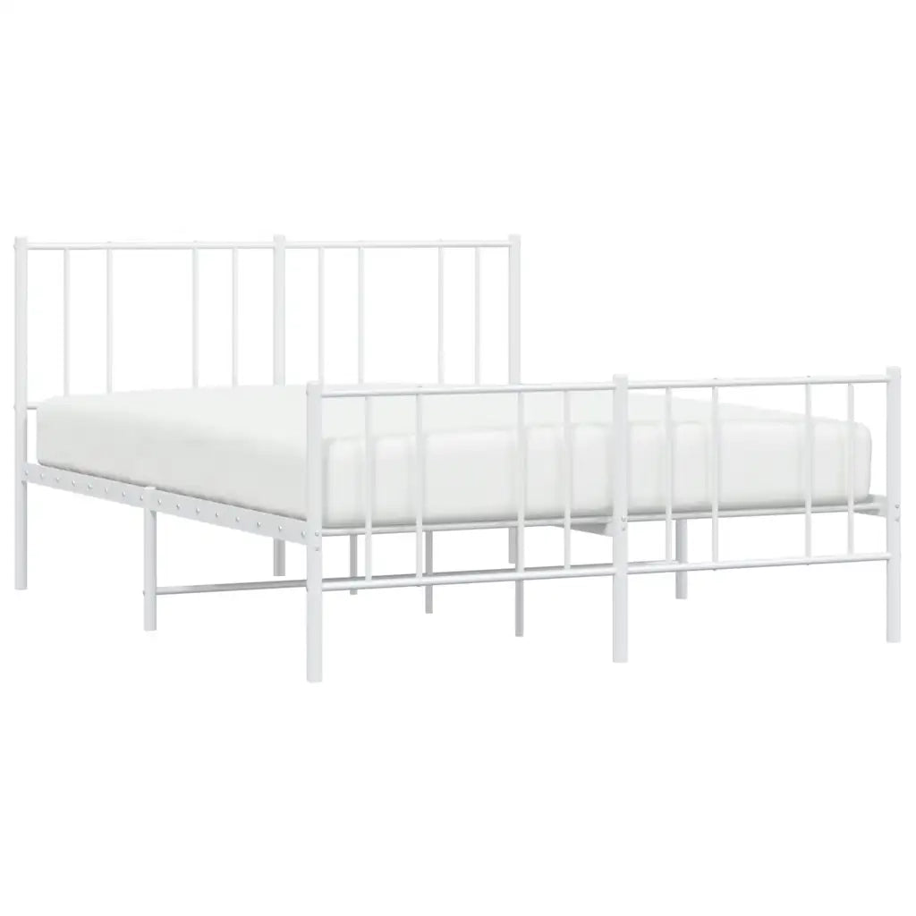 Letto matrimoniale | Letto per adulti | Giroletto con Testiera e Pediera Metallo Bianco 140x190 cm