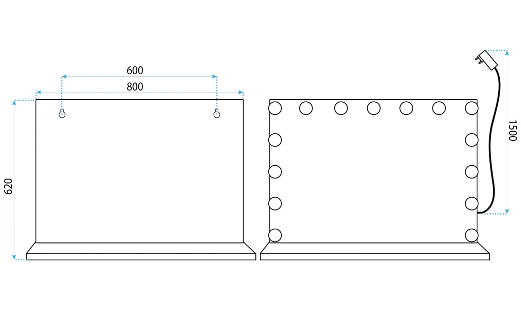 Specchio Led Hollywood L.gold 80x60