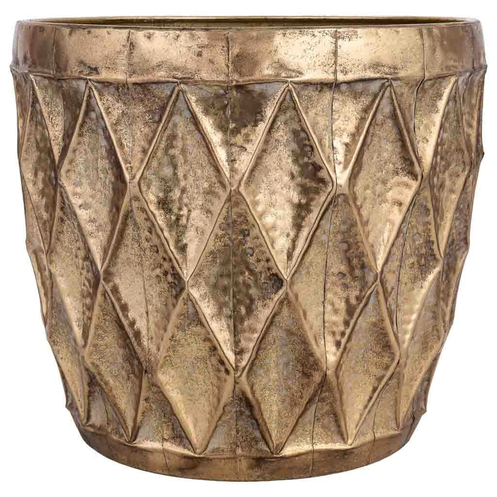 Fioriera in metallo dorato 38,5x38,5x34h cm