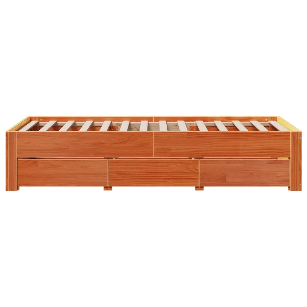 Giroletto senza Materasso con Cassetti Marrone Cera 100x200 cm 3308812