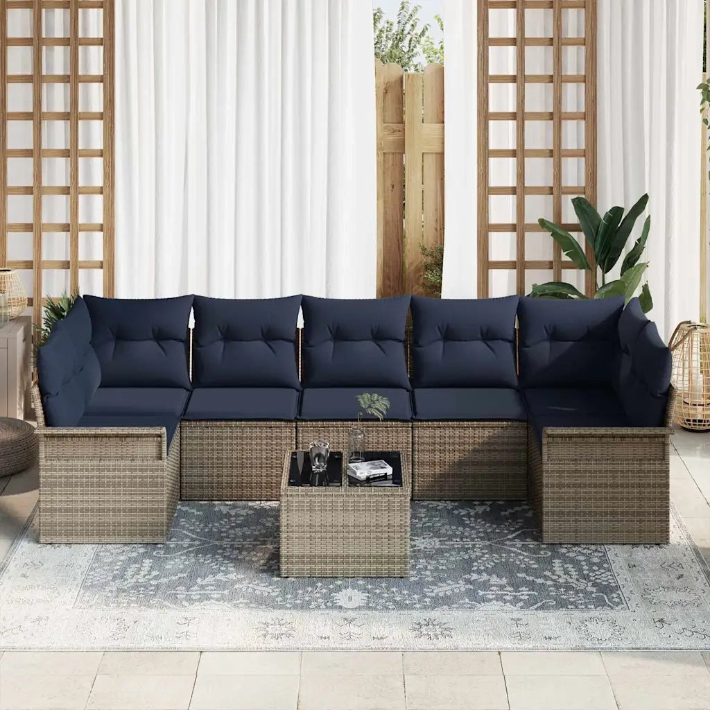 Set Divano da Giardino 8 pcs Grigio polyrattan 3345285