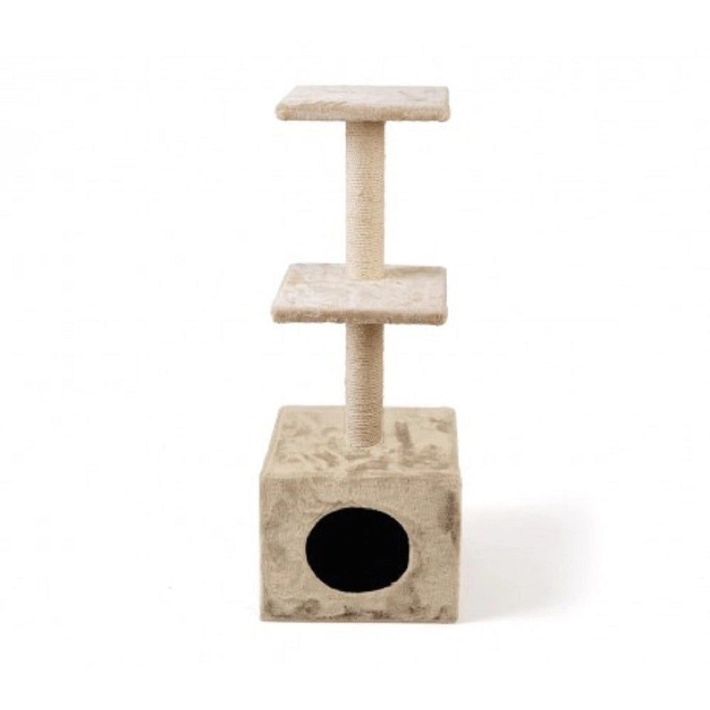 Trade Shop - Cuccia Con Tiragraffi Per Gatti Gatto Con Colonna In Sisal E Due Ripiani -
