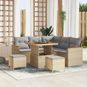 Set Divano da Giardino con cuscino 8 pcs Beige Poly Rattan