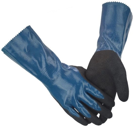 Manopole di gomma nitrile oleofobe e idrorepellenti - 30 cm di lunghezza - Materiale duraturo - Protezione cutanea - Multifunzionali - Manopole da lavoro
