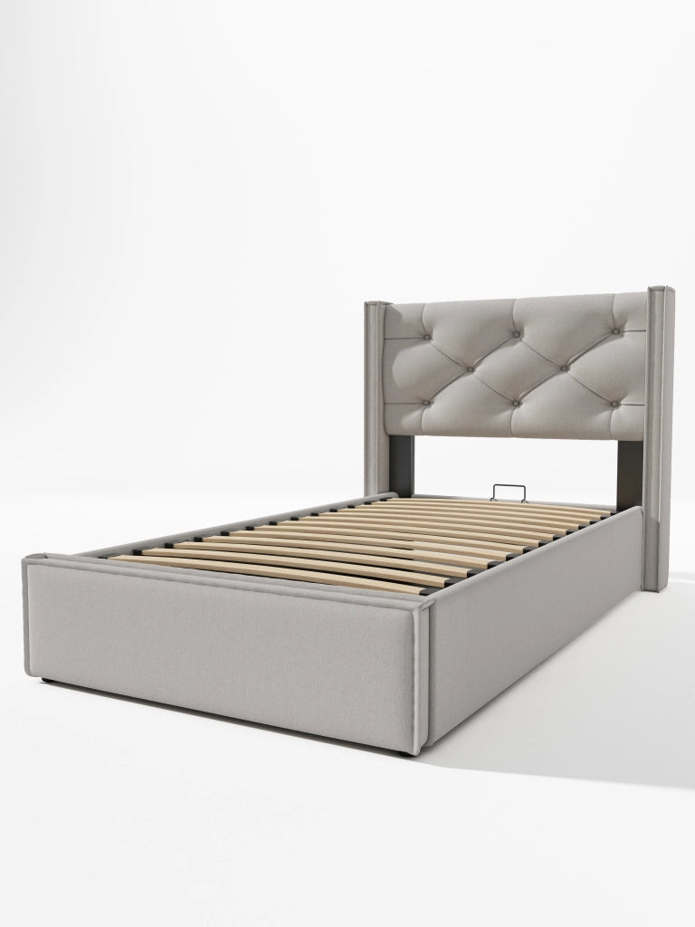 letto imbottito cotone grigio chiaro 90 x 200 cm