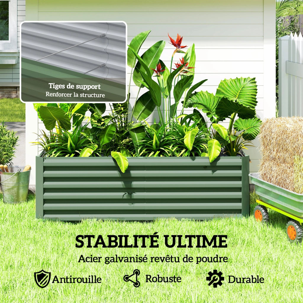 Fioriera rialzata in acciaio galvanizzato ¨C Xylo ¨C 180x90x57,5 cm verde chiaro