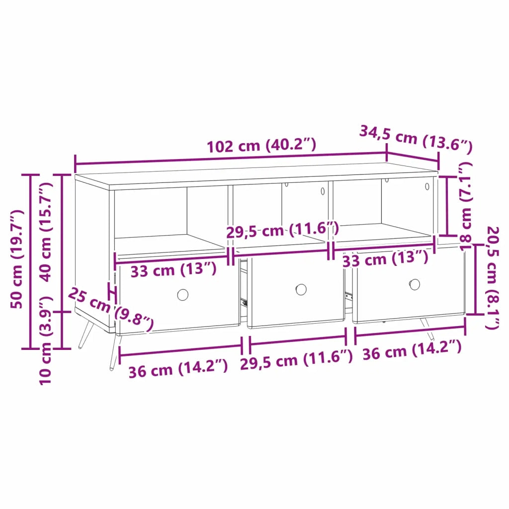 Mobile TV-Credenza per TV Nero 102 x 34,5 x 50 cm Legno ingegnerizzato 918358