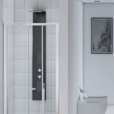 Porta doccia nicchia 90 cm a soffietto con vetro in cristallo trasparente Ted