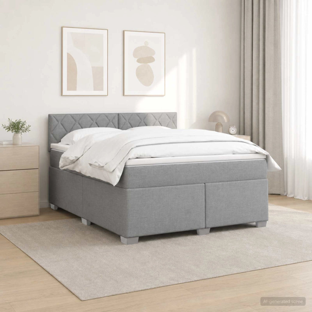 Letto con Box Spring, Materasso e LED Grigio Chiaro Tessuto 3452008
