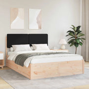 Letto con Testiera Rivestita-Struttura Letto con Testiera Nero 135 x 190 cm Pino massello 675687
