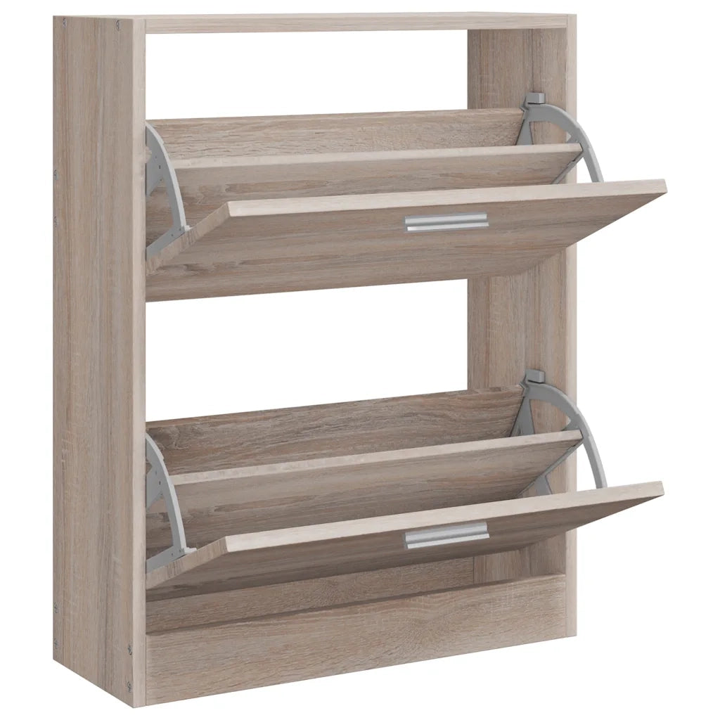 Scarpiera-Scaffale per scarpe in Legno Effetto Rovere con 2 Scomparti