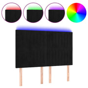Testiera | Testata a LED Nera 144x5x118/128 cm in Velluto