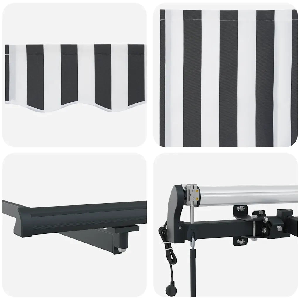 Tenda Retrattile Automatica Antracite e Bianco 450x300 cm 3310235