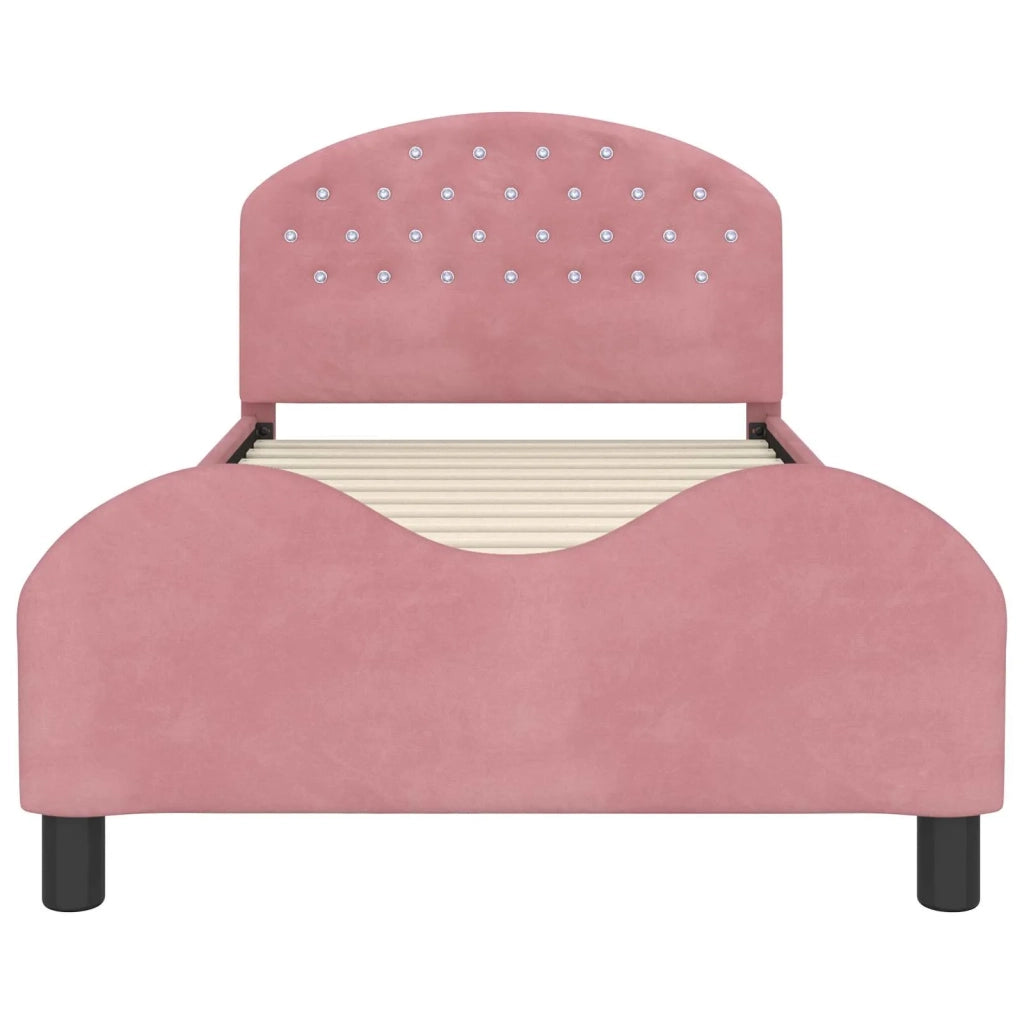 Struttura letto bambini con testata Rosa 90 x 190 cm Velluto 42011123