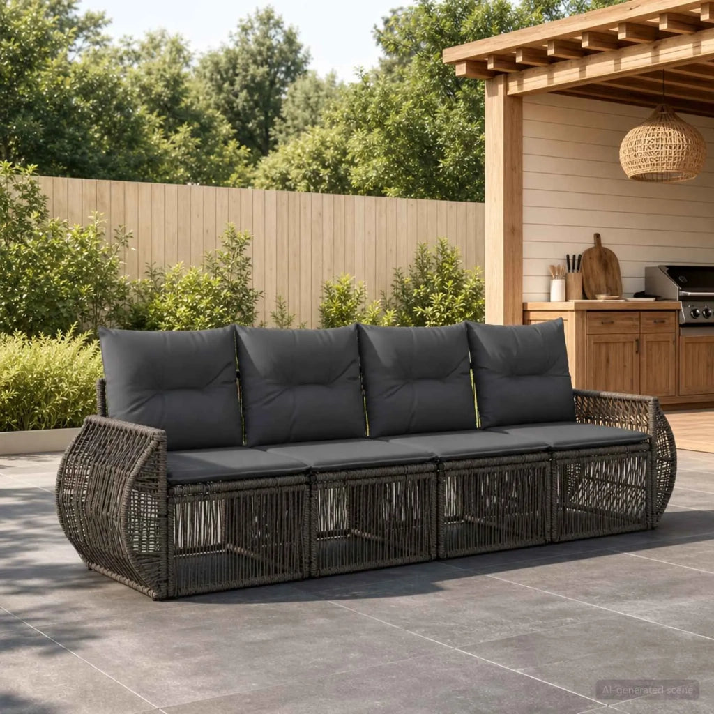 Set Divano da Giardino 4 pz Grigio e Grigio Scuro polyrattan 3435341