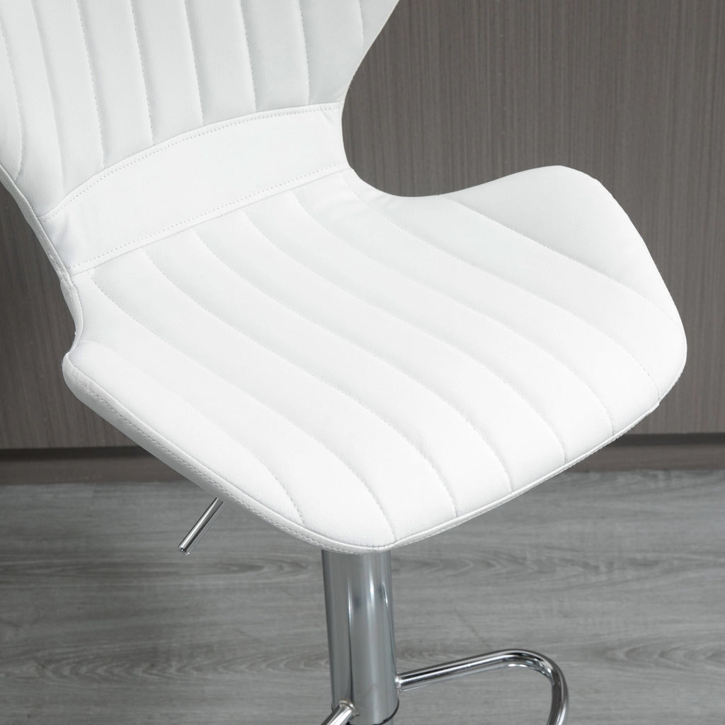 Sgabelli da Cucina Altos ¨C Minimal ¨C Struttura in Metallo, Schienale e Rivestimento in Similpelle, Bianco, 47x51,5x92-114 cm