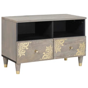 Mobile TV-Credenza TV-Console TV Grigio 70 x 33 x 46 cm Legno di mango massello