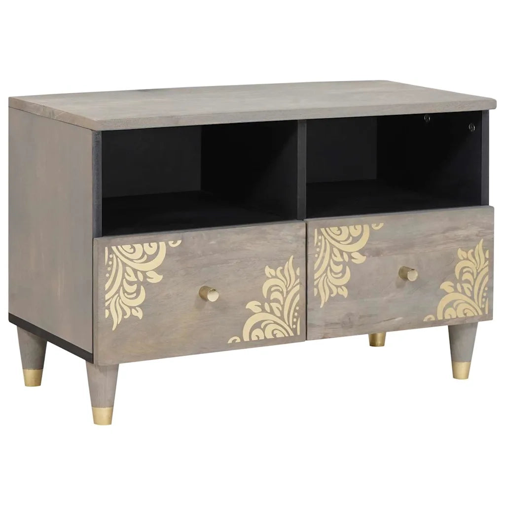 Mobile TV-Credenza TV-Console TV Grigio 70 x 33 x 46 cm Legno di mango massello