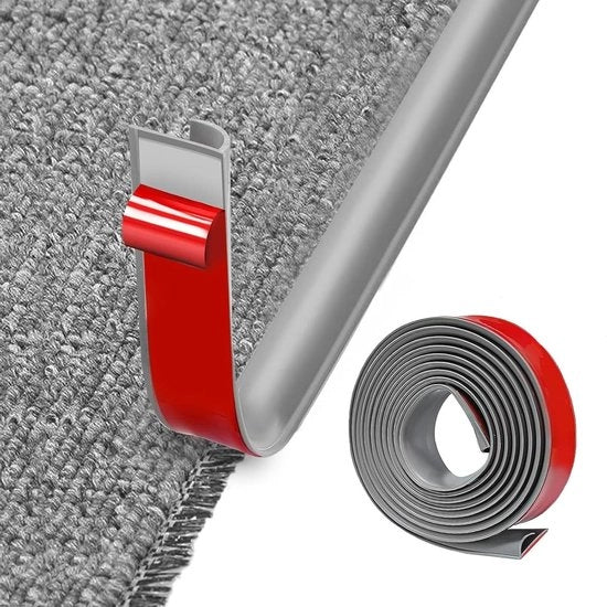 Striscia di Copertura Selfadesiva 5m - Ideale per Porta, Tappeto e Finitura Scale - Grigio Finitura Legno, 3.5cm Larghezza