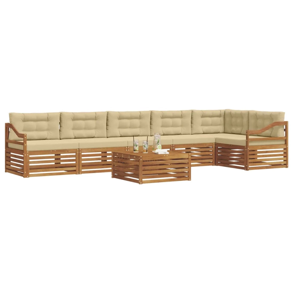 Set di divani da esterno con cuscino 7 pcs Naturale e Beige 3373598