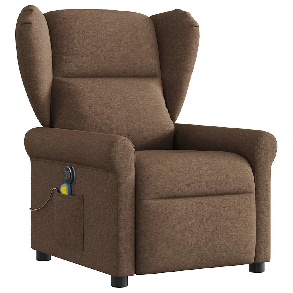 Poltrona Massaggiante Reclinabile Elettrica Marrone in Tessuto 3303368
