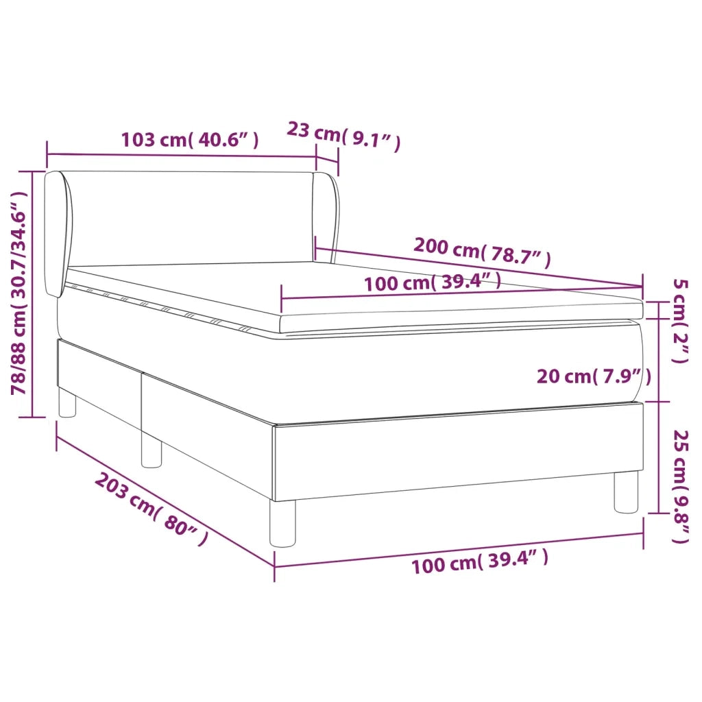 Giroletto a Molle con Materasso Bianco 100x200 cm in Similpelle