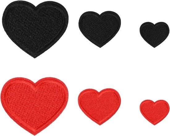 6 applicazioni ricamate a forma di cuore