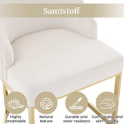 Sedia da sala da pranzo set da 2 in velluto con schienale trapuntato e gambe metalliche beige e oro