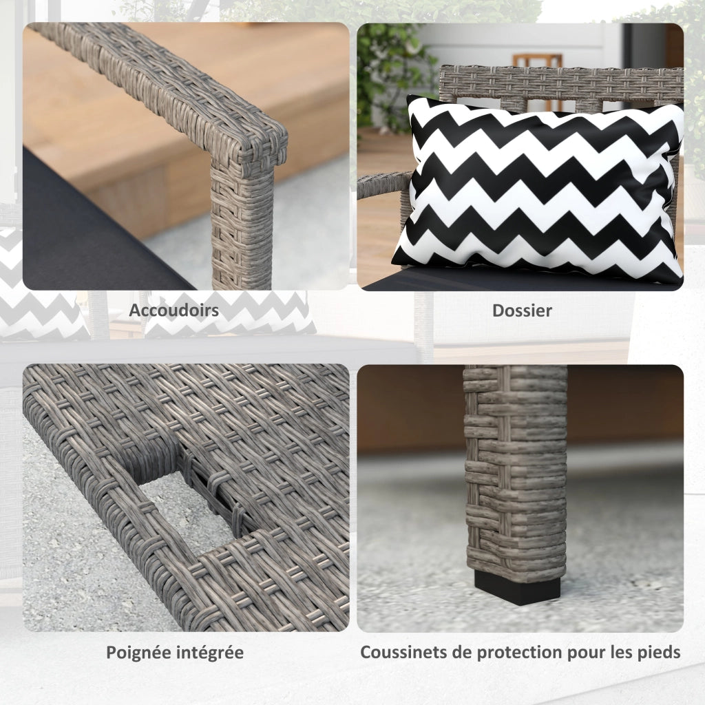 Panca da giardino 2 posti con contenitore ¨C Xylo ¨C polyrattan grigio 112x62x82cm