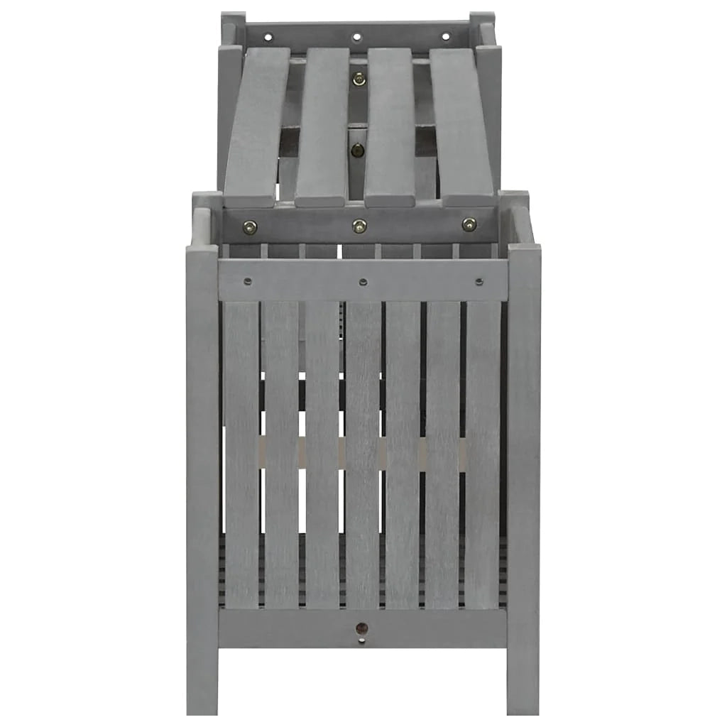Panca da giardino mobili da esterno per patio terrazza con 2 fioriere 150 cm legno di acacia grigio 02_0011340