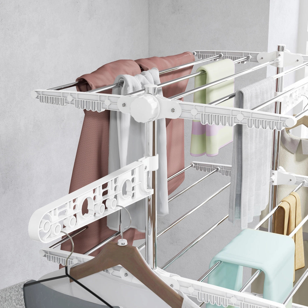 Stendibiancheria pieghevole con ali laterali per interno ed esterno ¨C zephmum ¨C bianco 142x55x172 cm