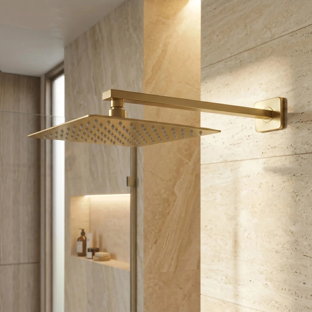 Braccio Doccia Quadrato Rea Js-9022bg 40cm Brush Gold