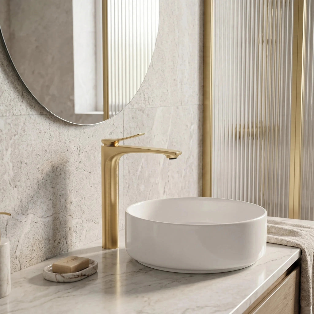 Rubinetto Da Lavabo Premium Rea Vision Brush Gold High