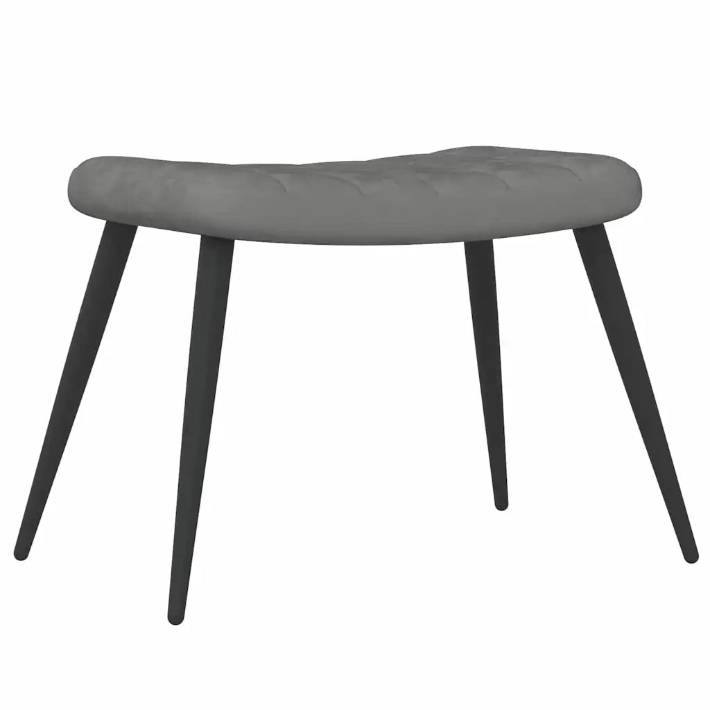 Divano Sedia-Poltrona Relax con Sgabello Grigio Scuro in Velluto