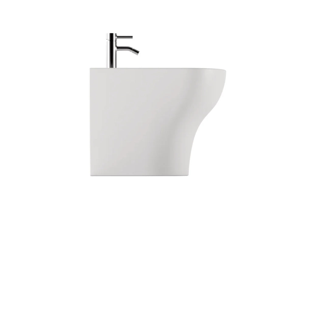 Coppia Di Sanitari Alice Ceramica Da Terra Filo Muro Senza Brida Bianco Opaco "Unica"