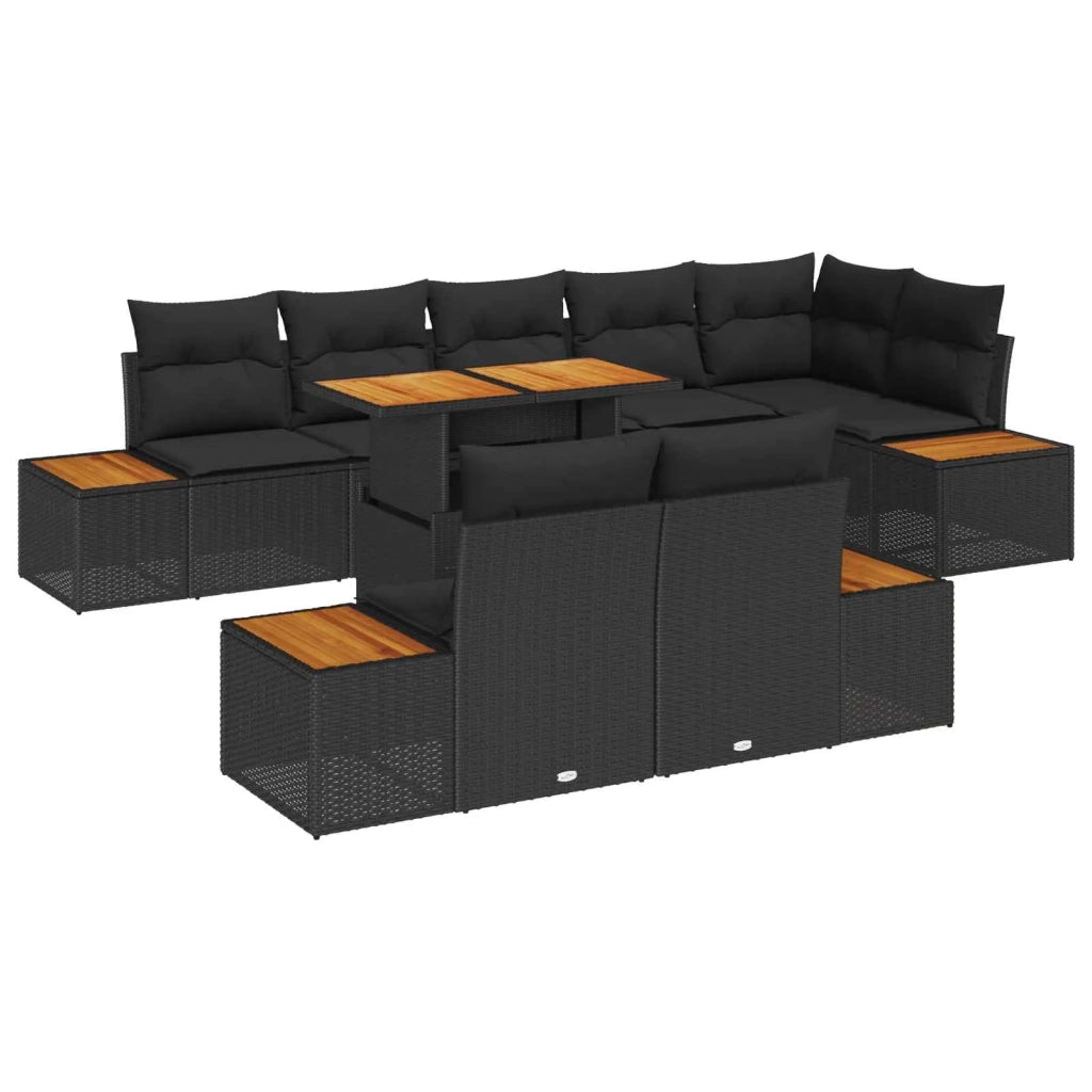 Set da Pranzo per Giardino con cuscino 9 pcs Nero e Marrone 3350080