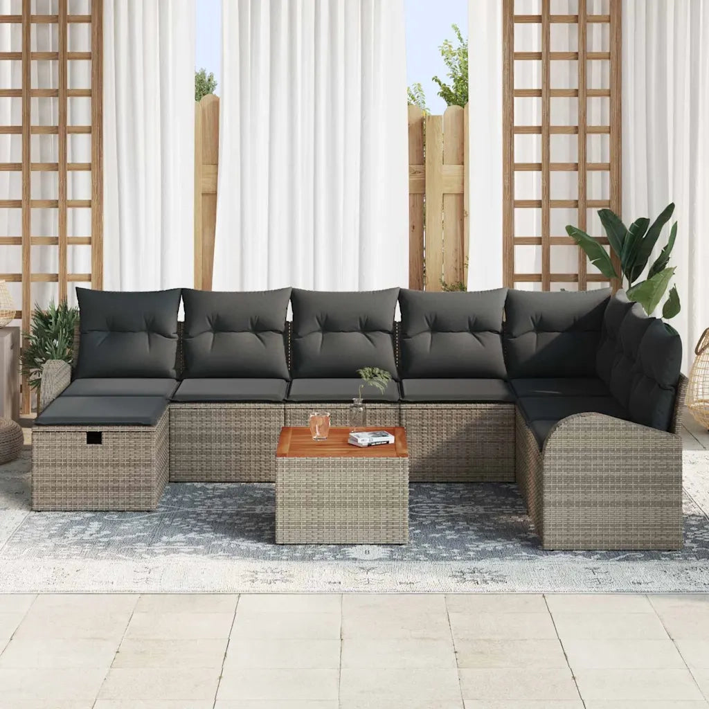 Set Divano da Giardino con cuscino 9 pcs Grigio Poly Rattan 3360856