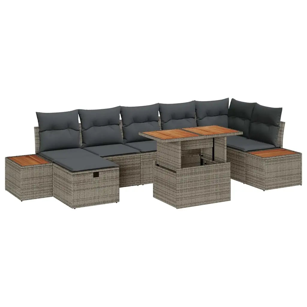 Set Divano da Giardino 8 pcs Grigio polyrattan
