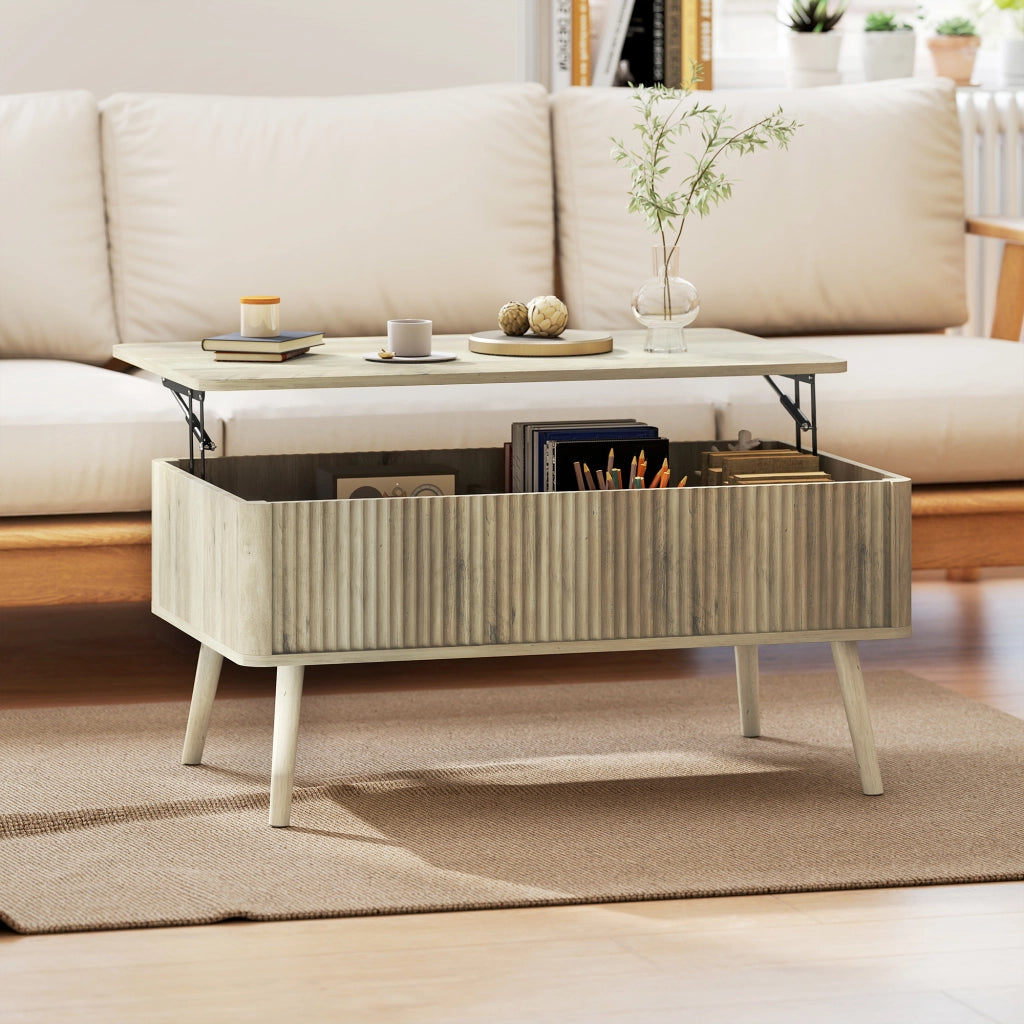 Tavolino da caff¨¨ con scomparto ¨C Xylo ¨C legno di pino, effetto rovere, 91x56x43 cm