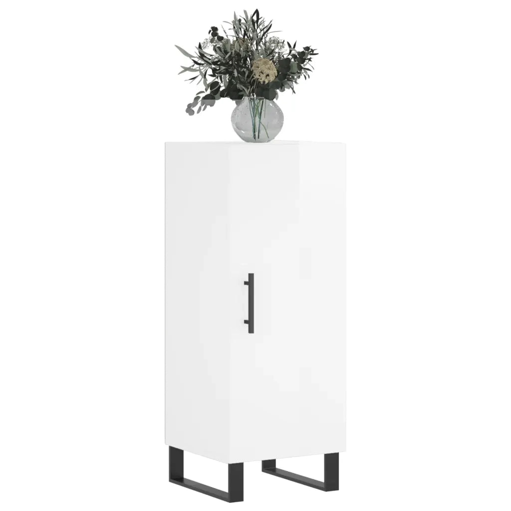 Credenza Bianco Lucido 34,5x34x90 cm in Legno Multistrato 828566