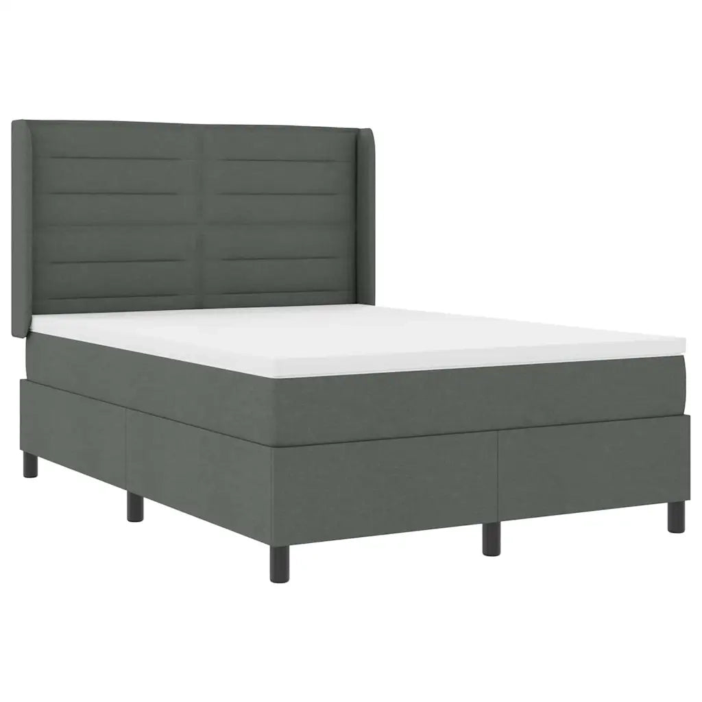 Letto a Sorgente LED Grigio scuro 140 x 200 cm Tessuto