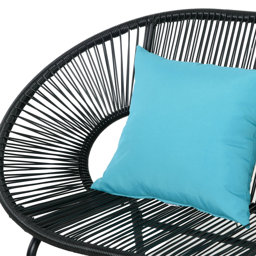 Divano 2 Posti Giardino Polyrattan ¨C Minimal ¨C Nero 132x72x83