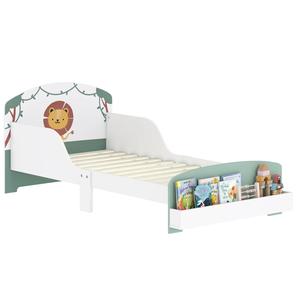 Letto singolo con contenitore ¨C Xylo ¨C 70x140 cm verde con barriera sicurezza