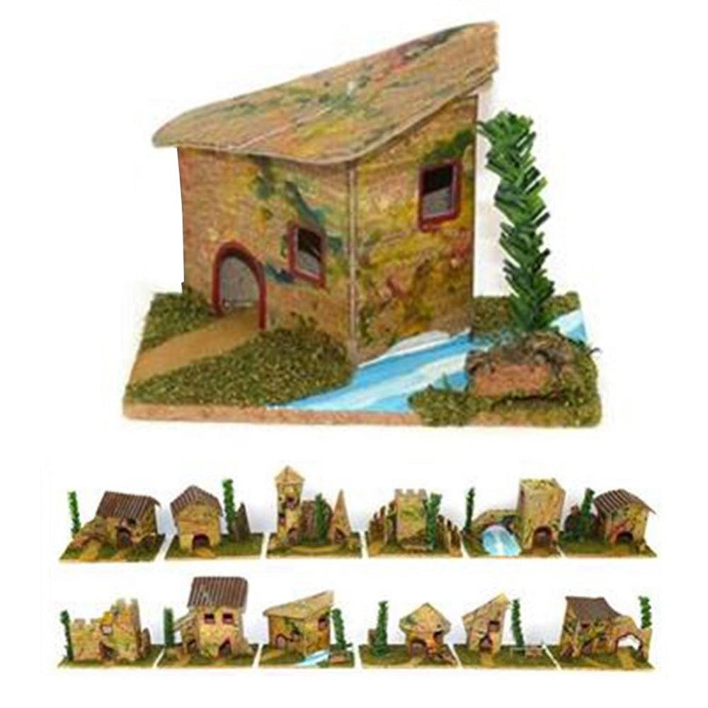 Trade Shop - Set 12 Casette Per Presepe Napoletano Natale Casa Presepio In Sughero 6x8x5cm -