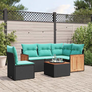 Set Divani da Giardino 6 pz con Cuscini Nero in Polyrattan 3227660